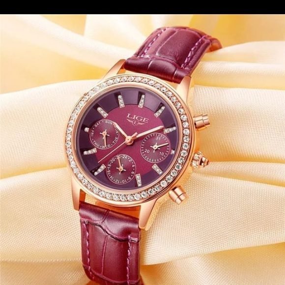 LIGE-relojes de cuarzo para mujer , accesorio de marca lujoso, de cuero , informal. - Imagen 3